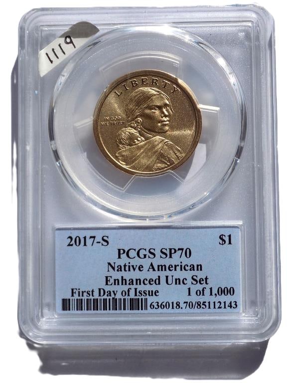 2017 S NATIVE AMERICAN SACAGAWEA PCGS SP70 EN UNC (1 of 4)