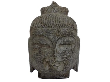 ANCIENT CHINESE CARVED STONE HEAD OF BUDDHA