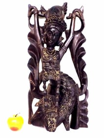 ANTIQUE BALINESE DANCING DIETY GODDESS WOODEN STATUE