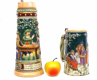 ANTIQUE GERMAN BEER STEINS OUTDOOR SCENES