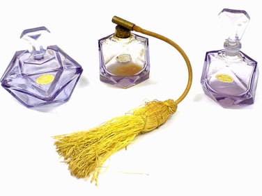 ART DECO LAVENDER PERFUME BOTTLE SET