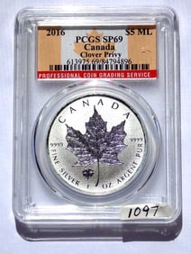 CANADA 2016 $5 CLOVER PRIVY SILVER COIN PCGS SP 69