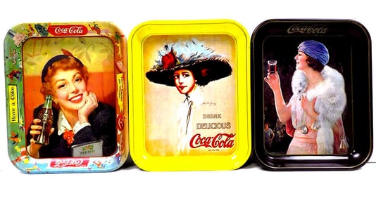 COCA COLA ADVERTISING TRAYS GROUP