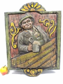EDWARD KENNEDY BAVARIAN DRINKER FOLK ART PLAQUE