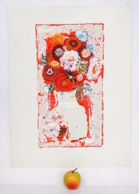 GERTRUDE BARRER - WHITE VASE SIGNED SERIGRAPH