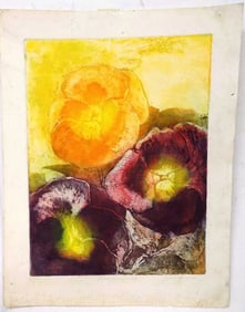 JOAN PURCELL - PANSEY SIGNED AQUATINT ETCHING