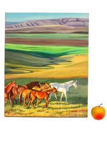 LEVAN - COUNTRY HORSES PAINTING