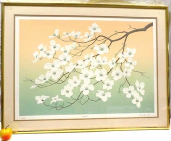 M. WOODARD BIG DOGWOOD SIGNED ETCHING