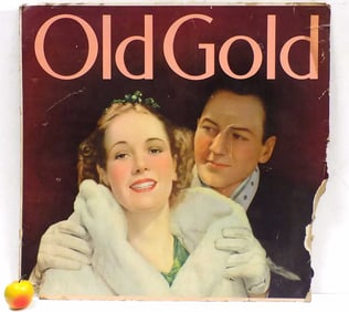 OLD GOLD CIGARETTES CARDBOARD ADVERTISING SIGN