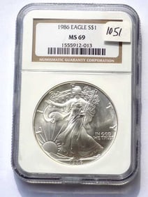US MINT 1986 SILVER EAGLE DOLLAR NGC MS 69