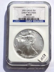 US MINT 2007 EARLY RELEASE SILVER EAGLE NGC MS 69