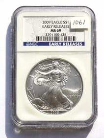 US MINT 2009 EARLY RELEASE SILVER EAGLE NGC MS 69