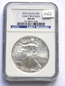 US MINT 2010 EARLY RELEASE SILVER EAGLE NGC MS 69