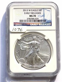 US MINT 2013 W EARLY RELEASE SILVER EAGLE NGC MS70