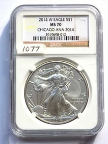 US MINT 2014 W CHICAGO ANA SILVER EAGLE NGC MS 70