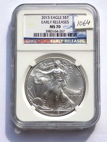 US MINT 2015 EARLY RELEASE SILVER EAGLE NGC MS 70