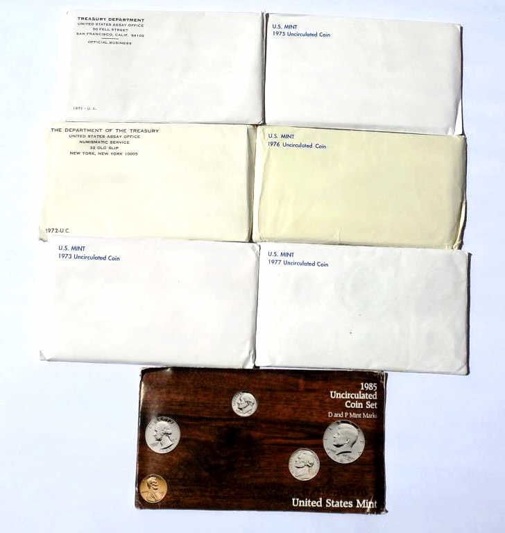 US UNCIRCULATED COIN SETS 1971 72 73 75 76 77 85 (1 of 1)
