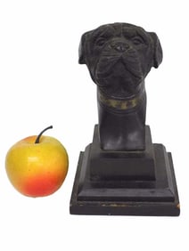 VINTAGE BRONZE BULLDOG BUST STATUE