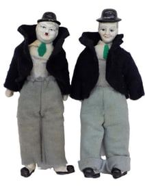 VINTAGE LAUREL AND HARDY PORCELAIN DOLL FIGURES