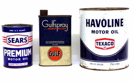 VINTAGE TEXACO GULF SEARS ADVERTISING CANS