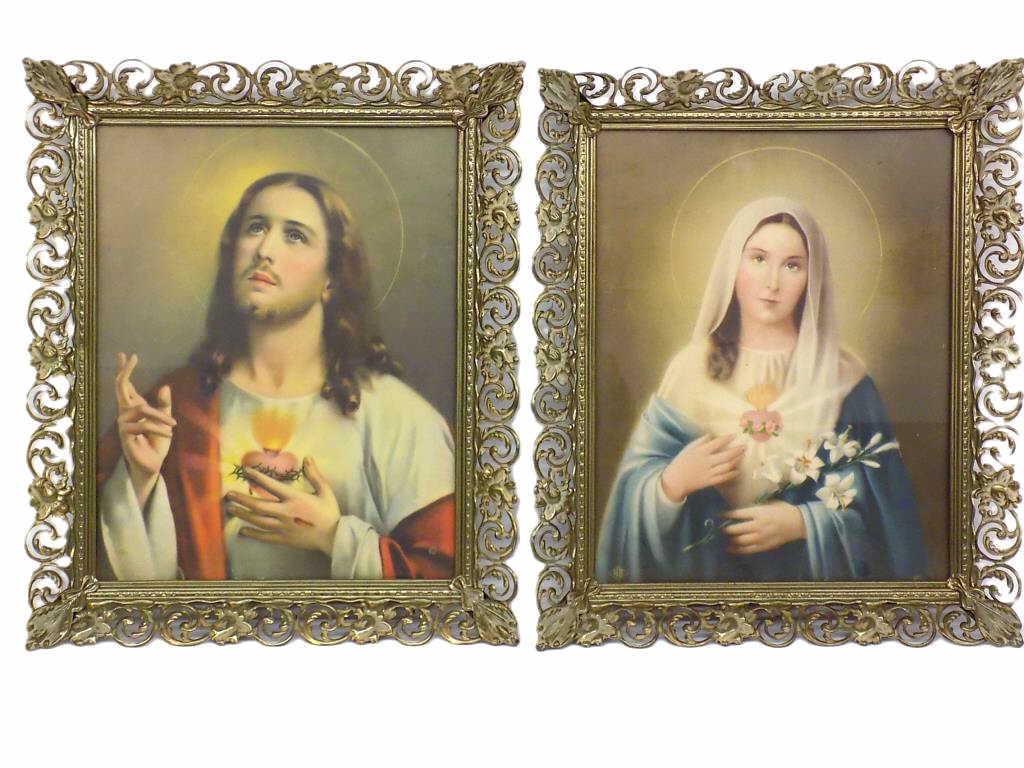 JESUS AND MARY LITHOGRAPHS