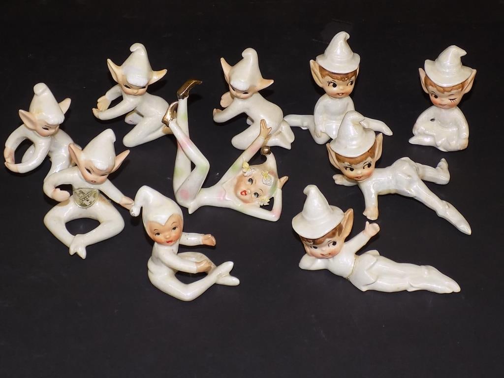 VINTAGE PORCELAIN PIXIES ELVES FIGURINES SET (1 of 5)