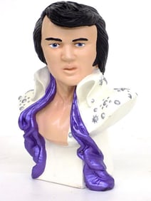 VINTAGE ELVIS CERAMIC BUST PURPLE SCARF