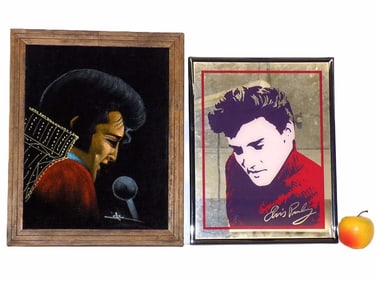 ELVIS PRESLEY PROFILE VELVET PAINTING & MIRROR