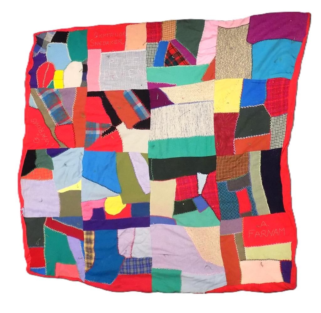 ANTIQUE HUDSON VALLEY COUNTRY CRAZY QUILT (1 of 3)