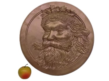 SANTA CLAUS COPPER PAINTED WALL PLAQUE