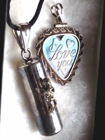 STERLING SILVER WISH CAPSULE & LOVE PENDANTS