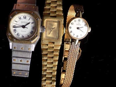 LADIES WRISTWATCH LOT LONGINES FORTRON 14K OMEGA