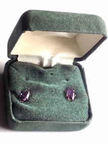 ELEGANT PAIR AMETHYST STERLING SILVER EARRINGS