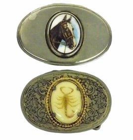 VINTAGE SCORPION AND HORSE BELT BUCKLES