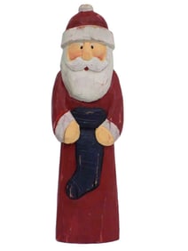 AMERICAN FOLK ART CARVED WOODEN SANTA CLAUS