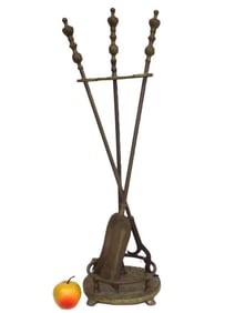ANTIQUE RENAISSANCE STYLE BRONZE FIREPLACE TOOLS