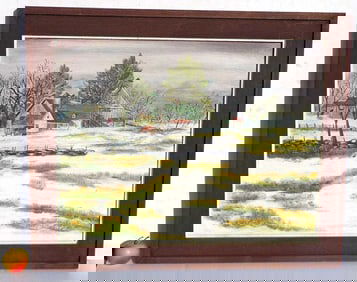 STEPHEN FERKO - BIG VERMONT COUNTRY WINTER PAINTING