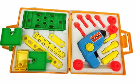 VINTAGE FISHER PRICE TOY DRILL TOOL SET