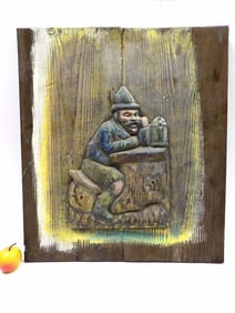 EDWARD KENNEDY BAVARIAN DRINKER FOLK ART PLAQUE