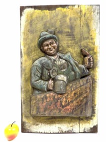 EDWARD KENNEDY BAVARIAN DRINKER FOLK ART PLAQUE