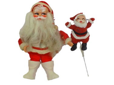 VINTAGE 1950'S SANTA CLAUS VINYL DOLL & FIGURE