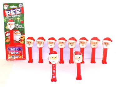 GROUP OF 10 PEZ SANTA CLAUS TOY CANDY DISPENSERS