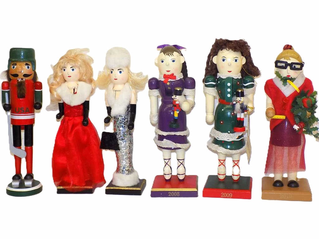 GROUP OF 6 CHRISTMAS WOODEN NUTCRACKERS: Group of 6 Wooden Christmas Nutcrackers. Including: Limited Editions and Divas. Each 14" x 3" x 3.50" 7 lbs