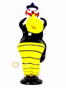 BIG MURANO ART GLASS CLOWN TUBA PLAYER 11" TALL