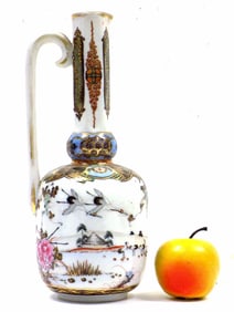 JAPANESE MEIJI CRANES BLOSSOM SIGNED EWER