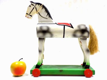 AMERICAN FOLK ART WOODEN TOY HORSE