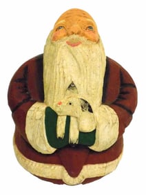FOLK ART CARVED WOODEN SANTA CLAUS FIGURE