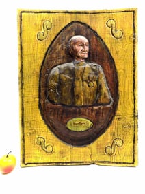 EDWARD KENNEDY EISENHOWER FOLK ART CARVED PLAQUE