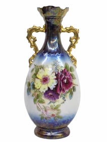 AUSTRIAN VICTORIA CARLSBAD FLORAL PORCELAIN VASE