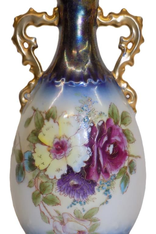 AUSTRIAN VICTORIA CARLSBAD FLORAL PORCELAIN VASE - 2